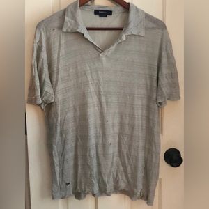 MENS ZegnaSport Vintage Distressed slim fit short sleeve polo SHIRT - L